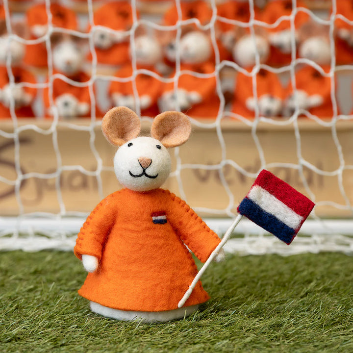 Wolvilt | Decoratieve Muis met Nederlandse Vlag