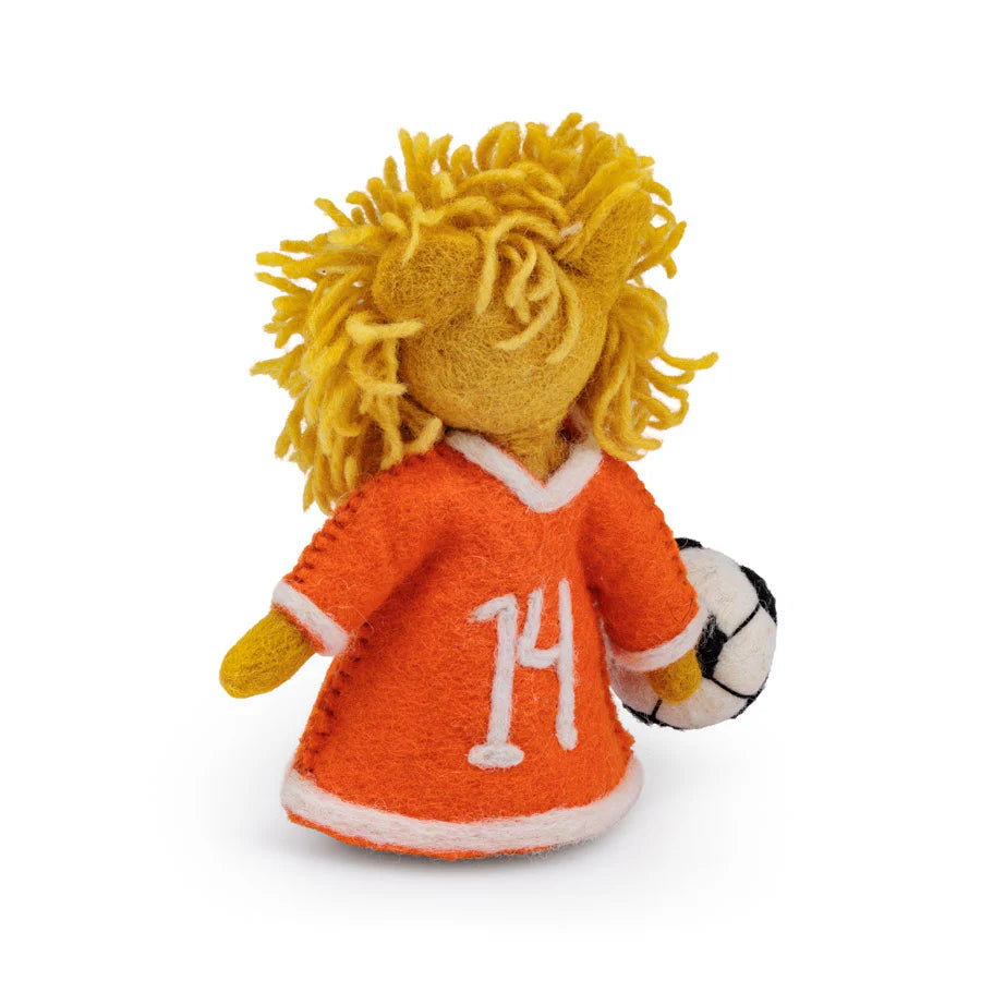Wolvilt | Decoratieve Leeuw met Voetbal
