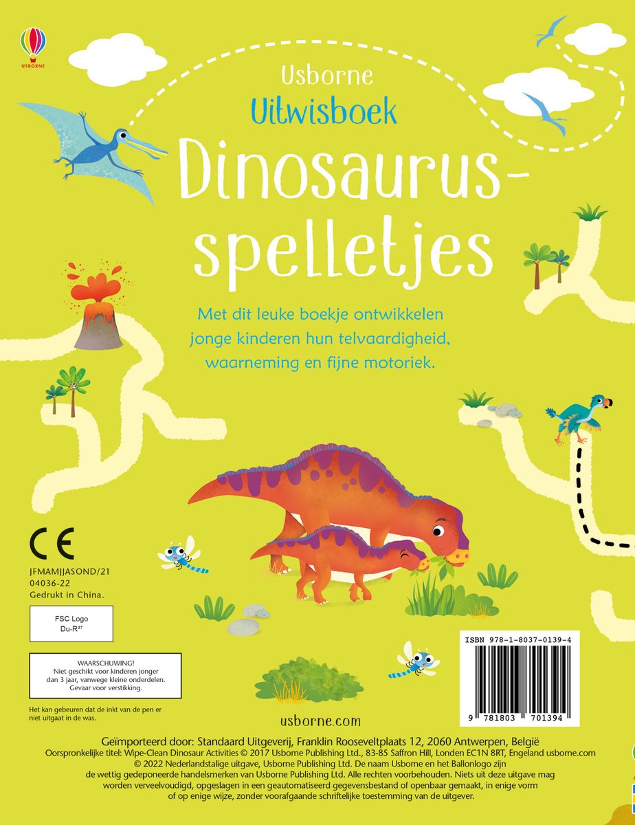 Usborne | Uitwisboek | Dinosaurus spelletjes | 3+