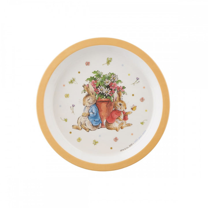 Petit Jour | Peter Rabbit | Bord Met Opstaande Rand | 18 cm | Oranje rand | +6 mnd