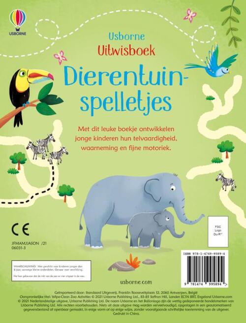 Usborne | Uitwisboek | Dierentuinspelletjes | 3+