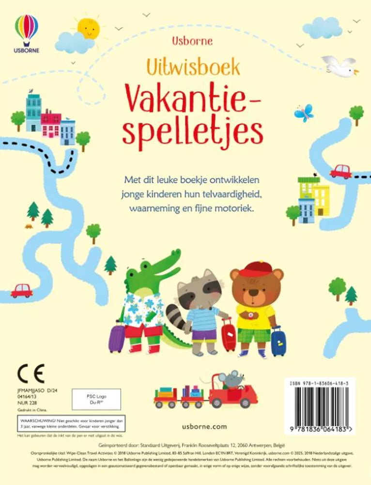 Usborne | Uitwisboek | Vakantiespelletjes | 3+