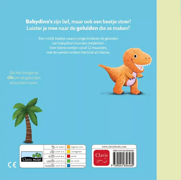 Achterkant van Babydino’s met een oranje dinosaurus