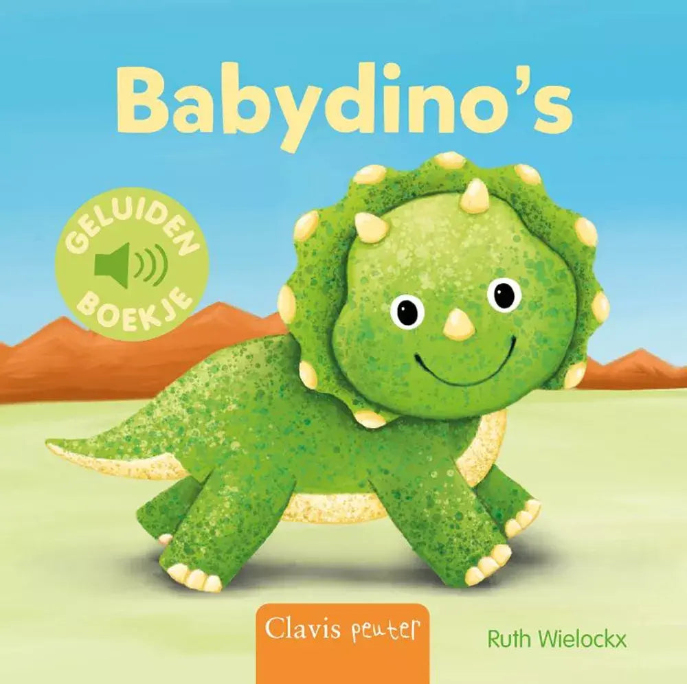 Voorkant van Babydino’s met een groene babydinosaurus