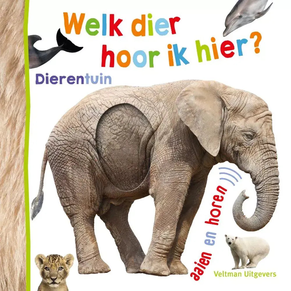 Veltman | Voel- en Geluidenboek | Welk Dier hoor ik hier? | Dierentuin | 1+