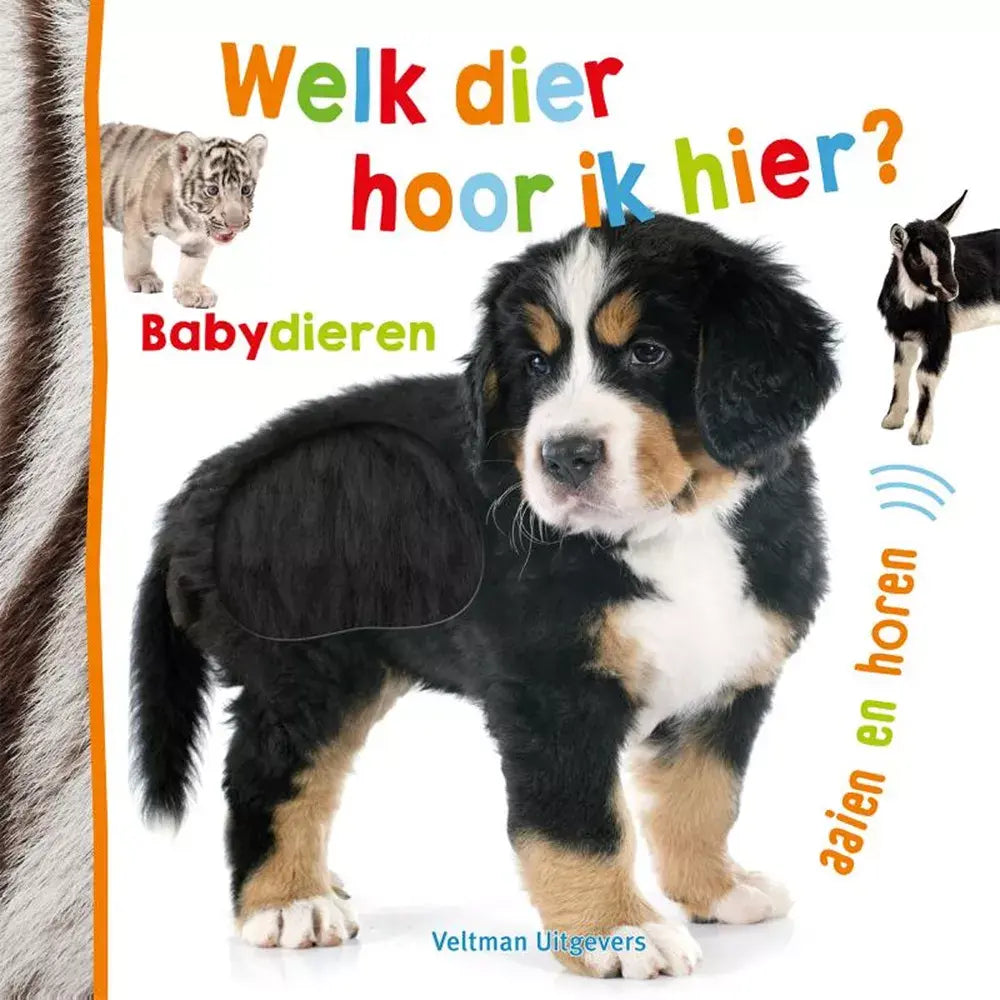 Veltman | Voel- en Geluidenboek | Welk Dier hoor ik hier? | Babydieren | 1+