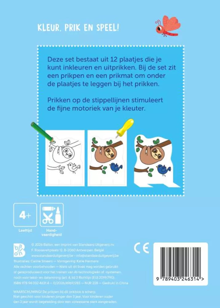 Rückseite des Mal- und Prickblocks Tierbabys mit Mal- und Prickanleitung