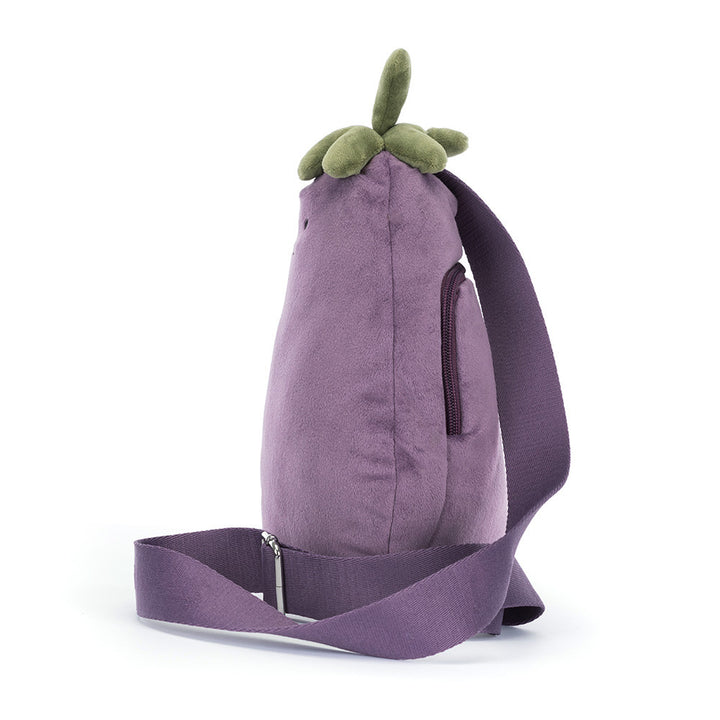 Jellycat Amuseables Aubergine Bum Bag met ritssluiting, zijaanzicht