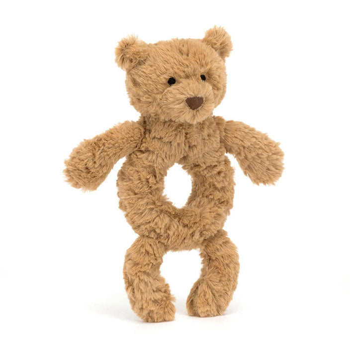 Jellycat Bartholomew Bear Ring Rattle, vooraanzicht