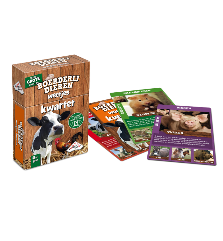 Doos en kaarten van Identity Games Weetjes Kwartet Boerderijdieren