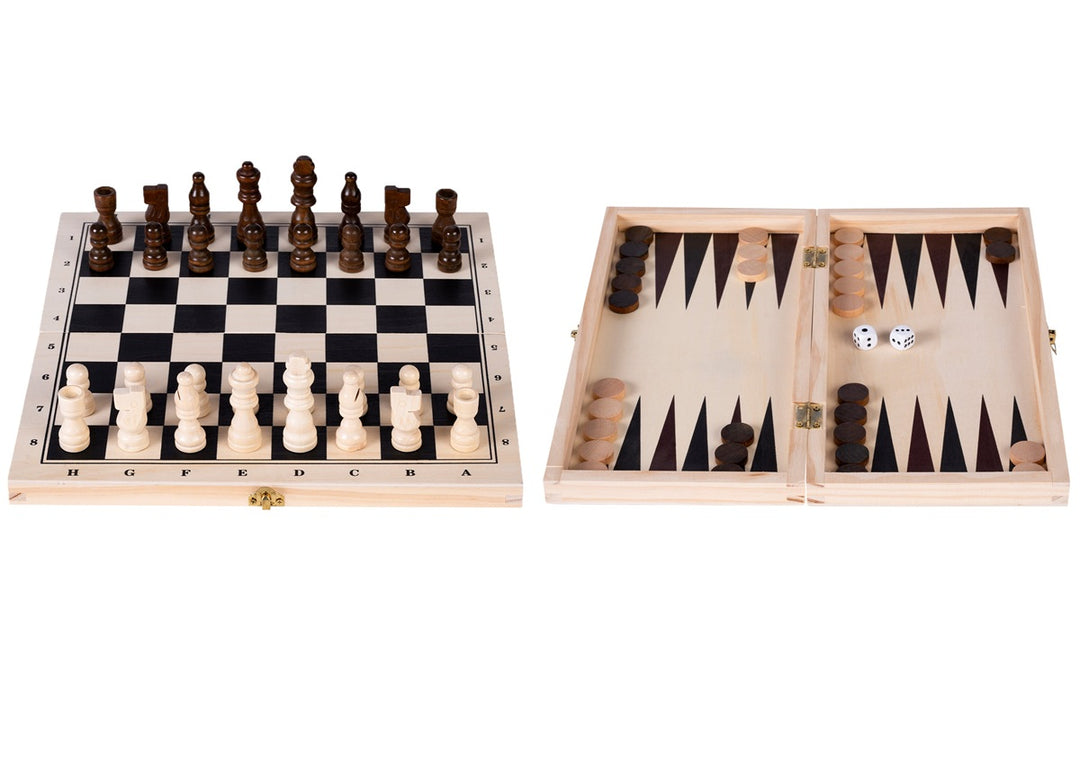 Engelhart | Houten Schaak- en Backgammonspel | Opklapbaar | 8+