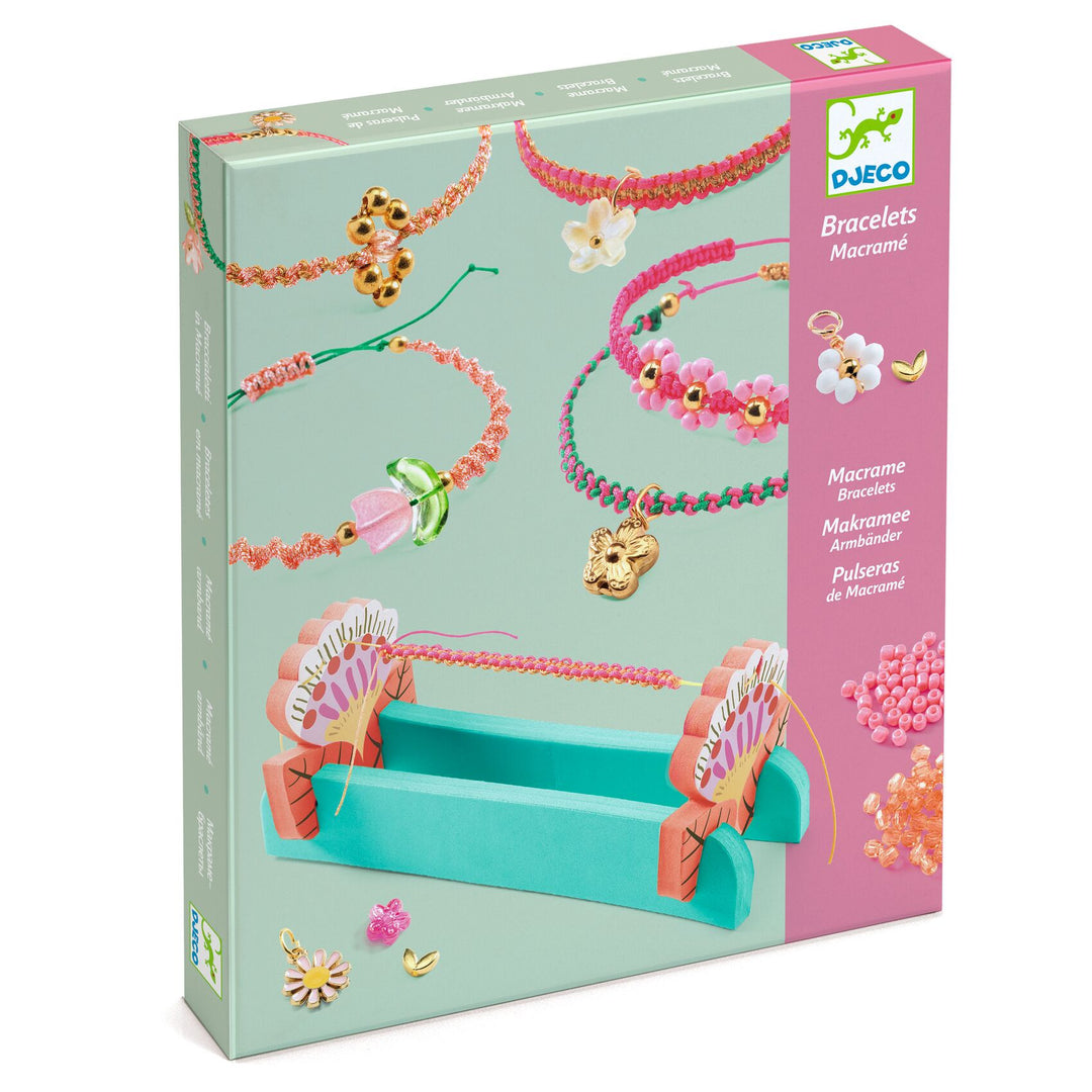 Djeco | Roze macraméarmbanden | 8-13 jaar - productverpakking in perspectief