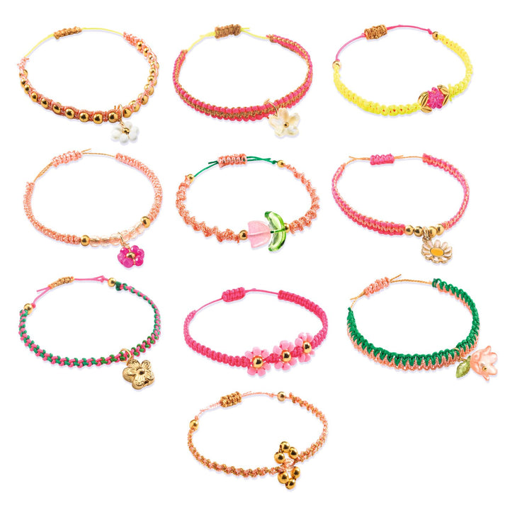 Djeco | Roze macraméarmbanden | 8-13 jaar - inhoud en voorbeeldresultaat