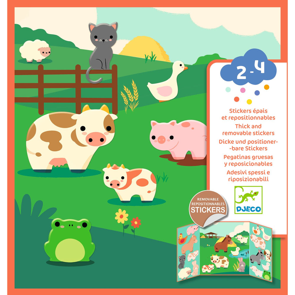Djeco | Reusable stickers | Farm animals | 18 months+ - front of the packaging