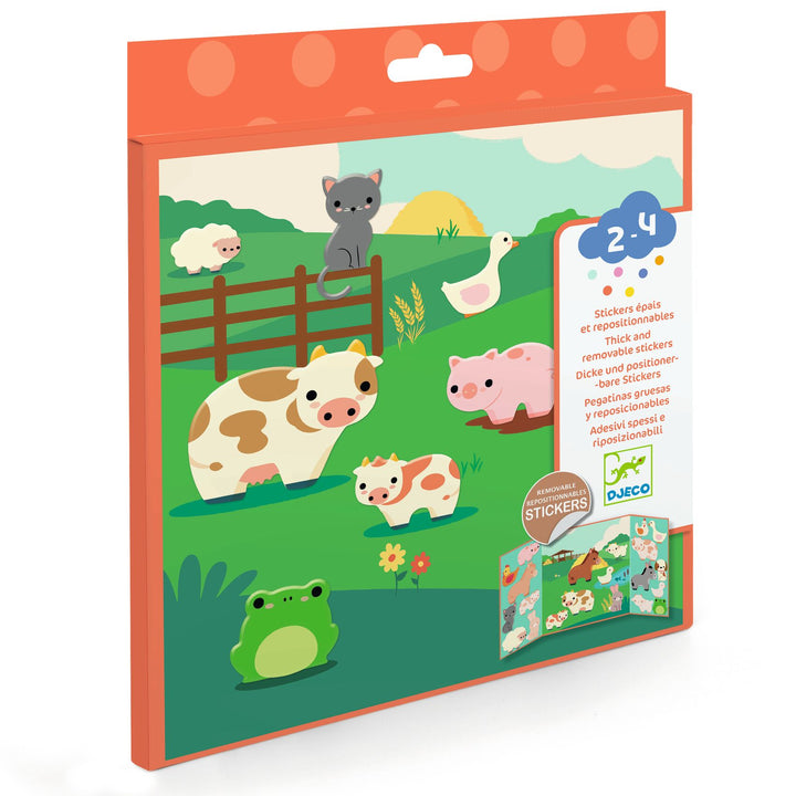 Djeco | Reusable stickers | Farm animals | 18 months+ - product packaging in perspective