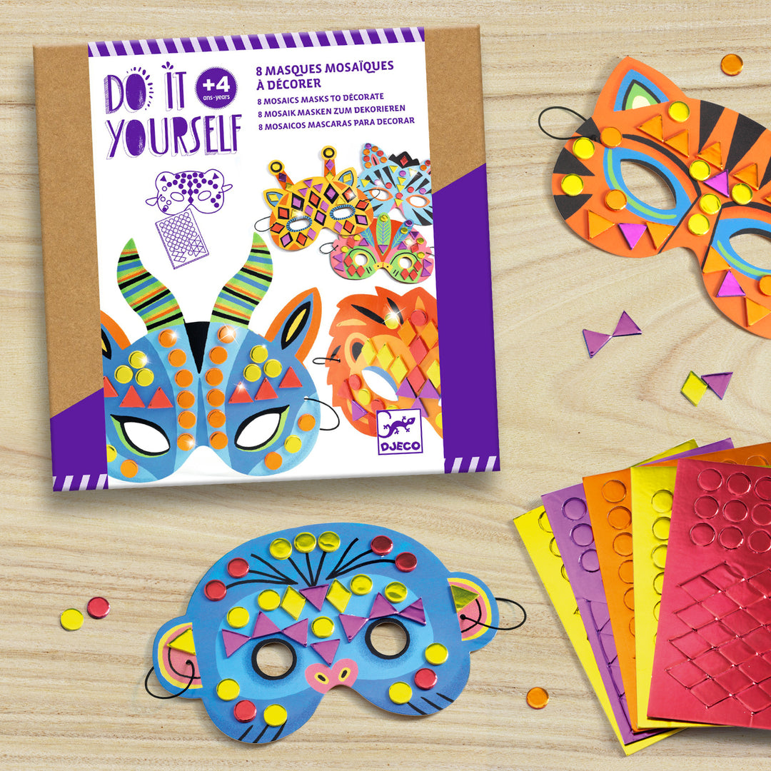 Djeco | Jungle-maskers versieren | 8 stuks | 4+ - product in gebruik
