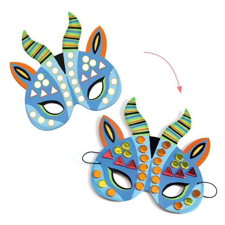 Djeco | Jungle-maskers versieren | 8 stuks | 4+ - detail van de inhoud