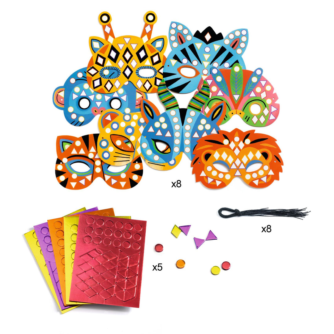 Djeco | Jungle-maskers versieren | 8 stuks | 4+ - tweede detail van de inhoud