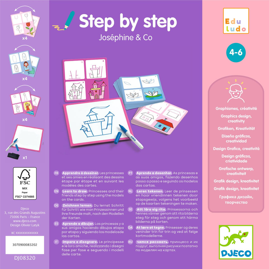 Djeco | Eduludo | Drawing Step by Step | Joséphine &amp; Co | 4-6 jaar