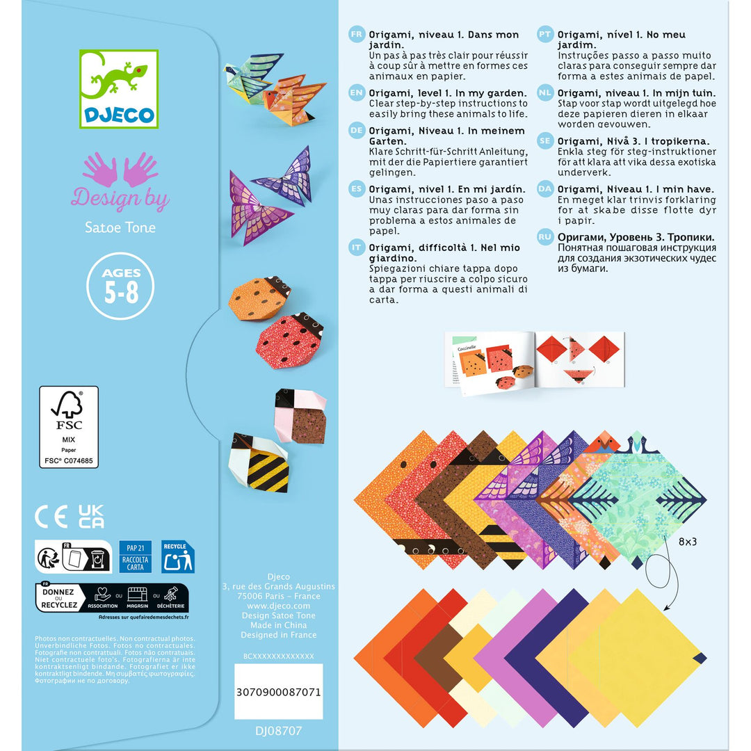 Djeco | Origami | In mijn tuin | 5-8 jaar - achterkant van de verpakking