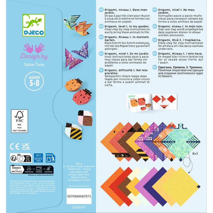Djeco | Origami | In mijn tuin | 5-8 jaar - achterkant van de verpakking