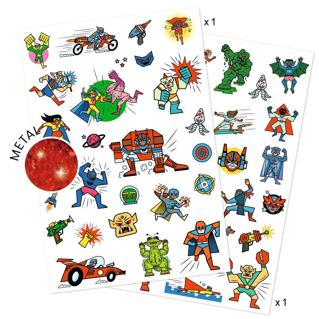 Djeco | Tattoos | Heroes vs Villains | Metallic | 3+