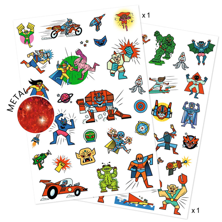 Djeco | Tattoos | Heroes vs Villains | Metallic | 3+