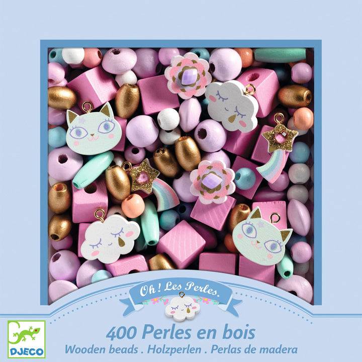 Djeco | Wooden Beads | Rainbow | 400 kralen | 4+