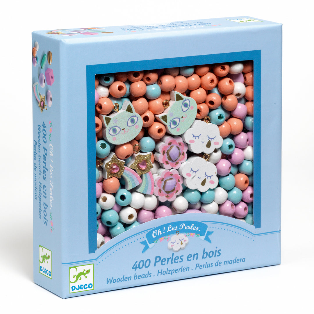 Djeco | Wooden Beads | Rainbow | 400 kralen | 4+