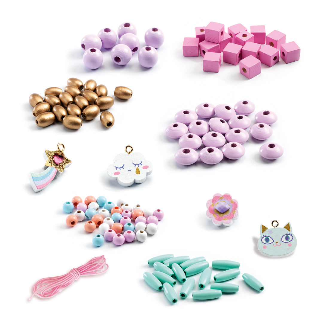 Djeco | Wooden Beads | Rainbow | 400 kralen | 4+