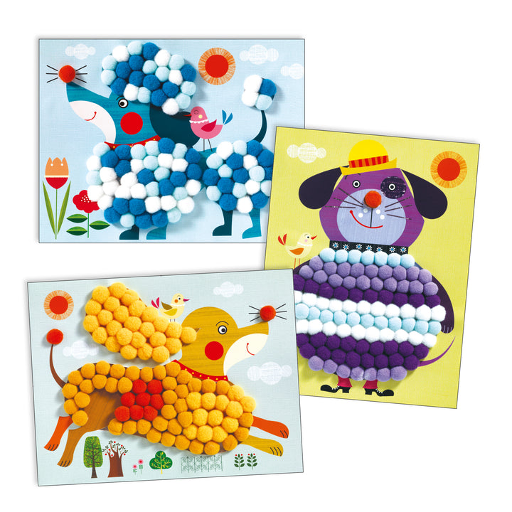 Djeco | PomPom Puppies | Collage met pompons | 3-6 jaar
