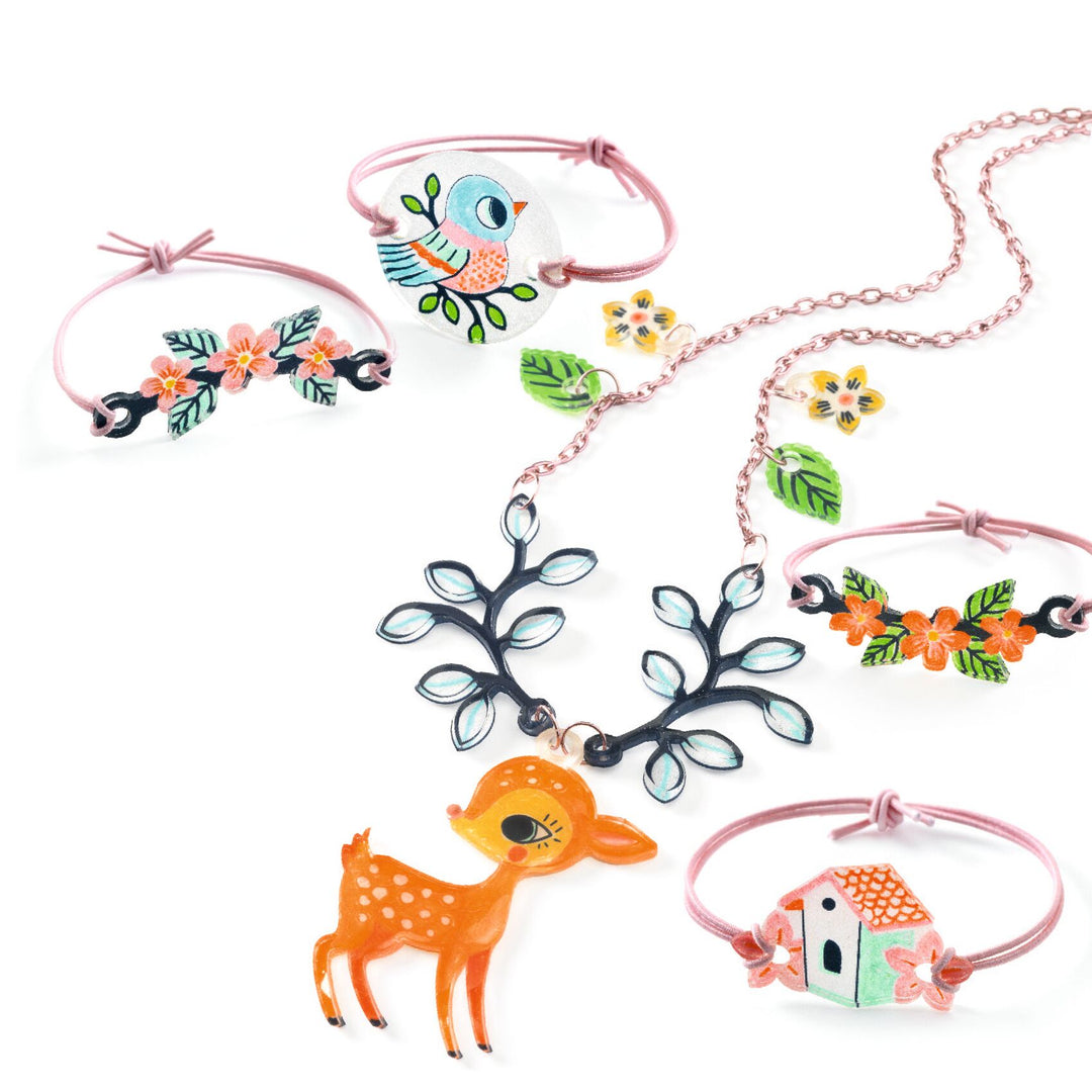 Djeco | Magic shrink plastic | The deer and the bird | 6-10 years - contents and example result