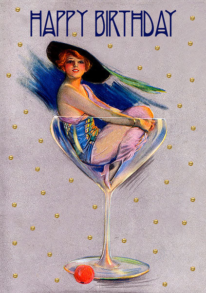 Madame Treacle | Glitterkaart | Happy Birthday | Cocktail