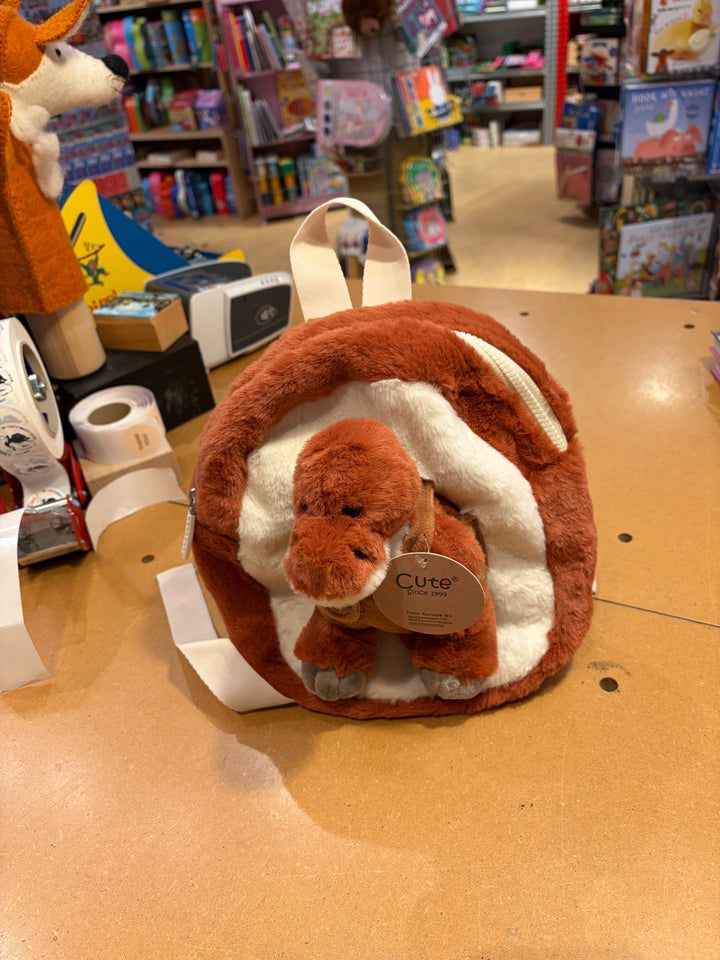 Cute by Felix | Plush Backpack | 30 cm | with Cuddly Toy | Copper Red