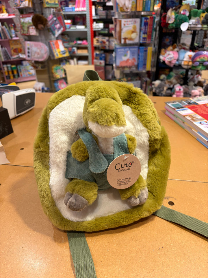 Cute by Felix | Plush Backpack | 30 cm | with Cuddly Toy | Army Green