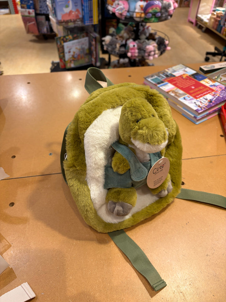 Cute by Felix | Plush Backpack | 30 cm | with Cuddly Toy | Army Green