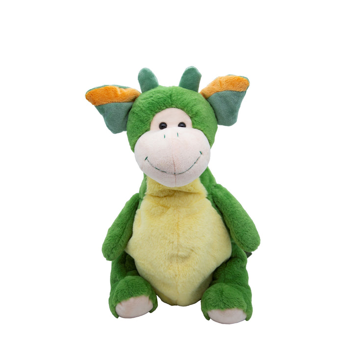 Cute by Felix 40 cm green dinosaur plush backpack, front view