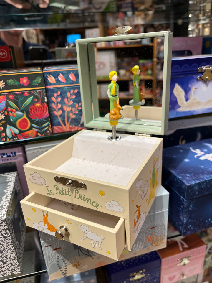 Trousselier | Wooden Musical Box l Cube 10.5 x 8.5 cm | Little Prince | Garden | Y.Tirsen | Amelie Poulain&