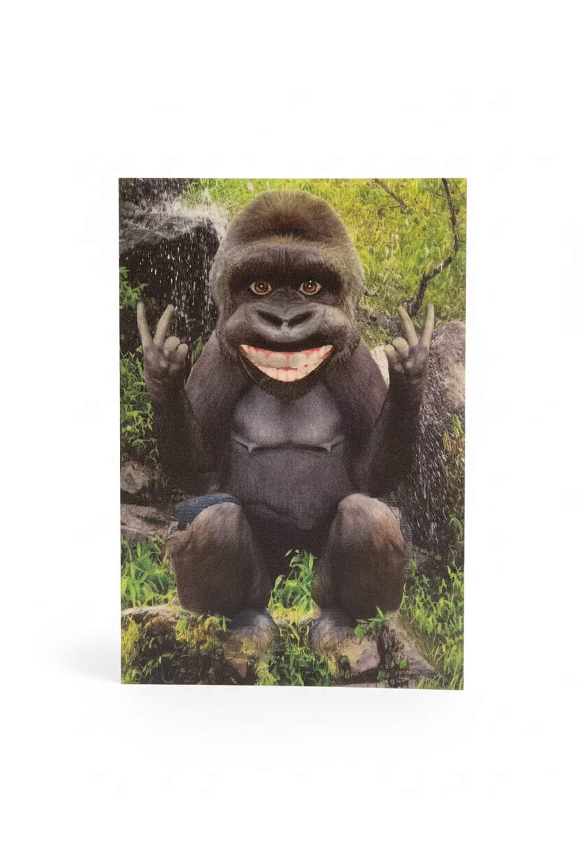 Lentikular-Karte mit Bewegungsbild | Lachender Gorilla