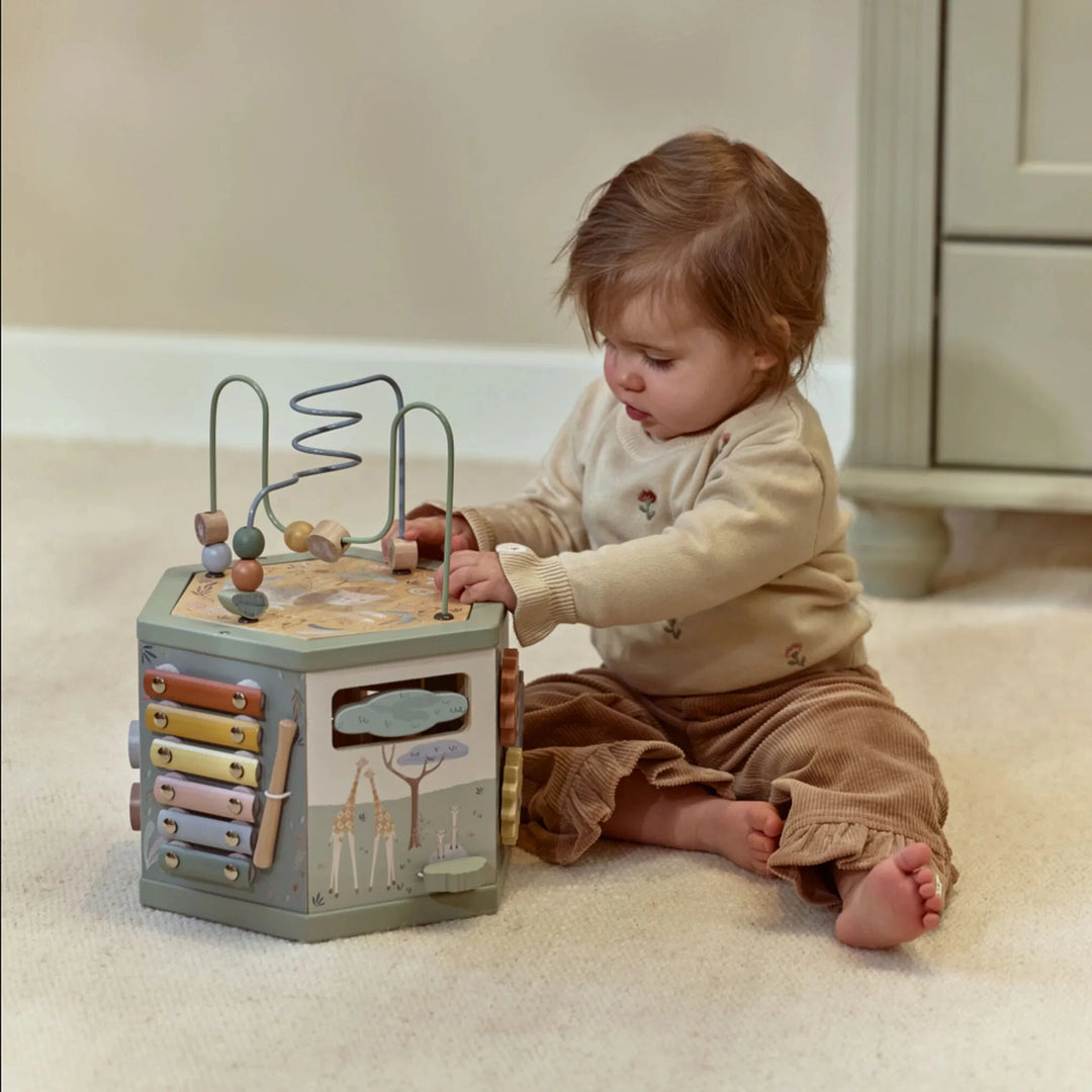Little Dutch | Houten Activiteiten Zeshoek | Safari Friends | 33 cm | +18 mnd