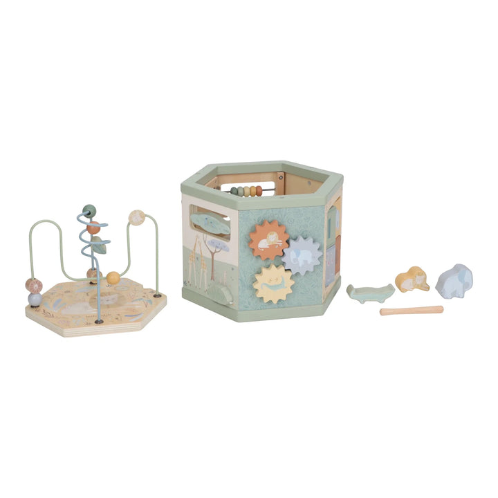 Little Dutch | Houten Activiteiten Zeshoek | Safari Friends | 33 cm | +18 mnd