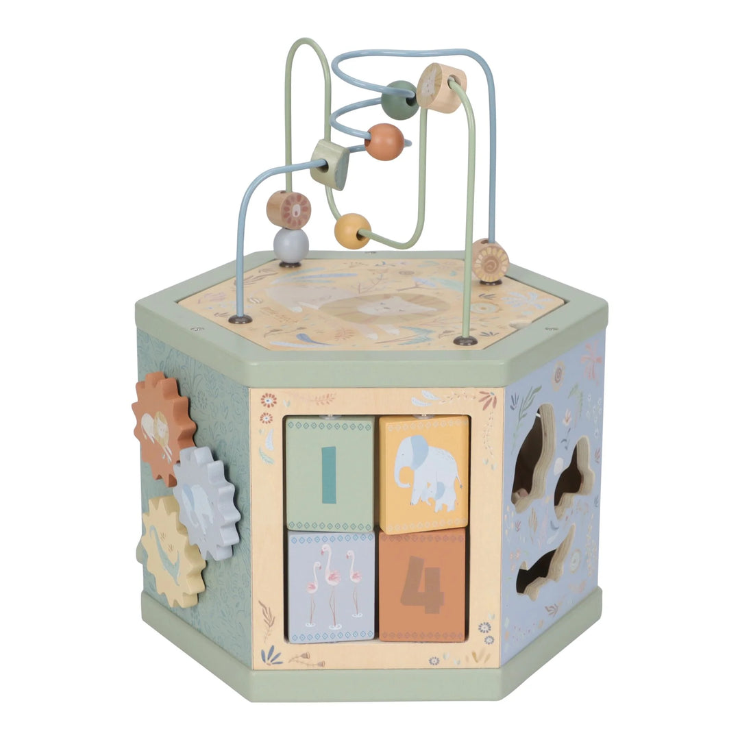 Little Dutch | Houten Activiteiten Zeshoek | Safari Friends | 33 cm | +18 mnd
