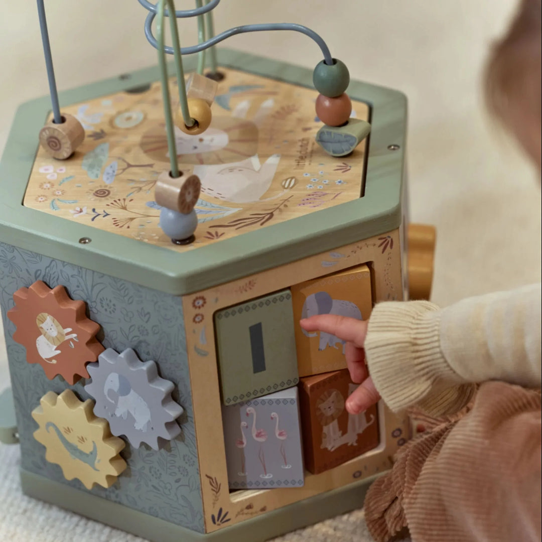 Little Dutch | Houten Activiteiten Zeshoek | Safari Friends | 33 cm | +18 mnd