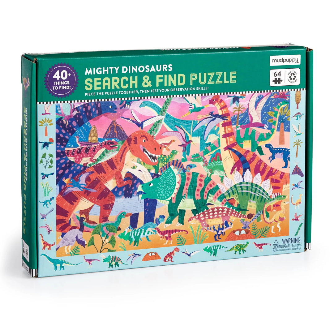 Mudpuppy | Search &amp; Find Puzzle | Mighty Dinosaurs | 64 Pieces | Ages 4+