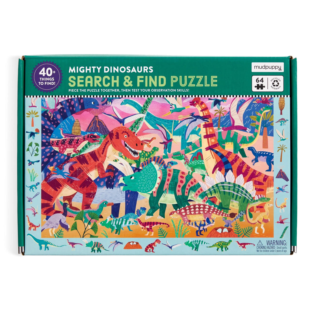 Mudpuppy | Search &amp; Find Puzzle | Mighty Dinosaurs | 64 Pieces | Ages 4+