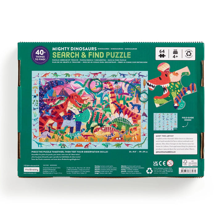 Mudpuppy | Search &amp; Find Puzzle | Mighty Dinosaurs | 64 Pieces | Ages 4+