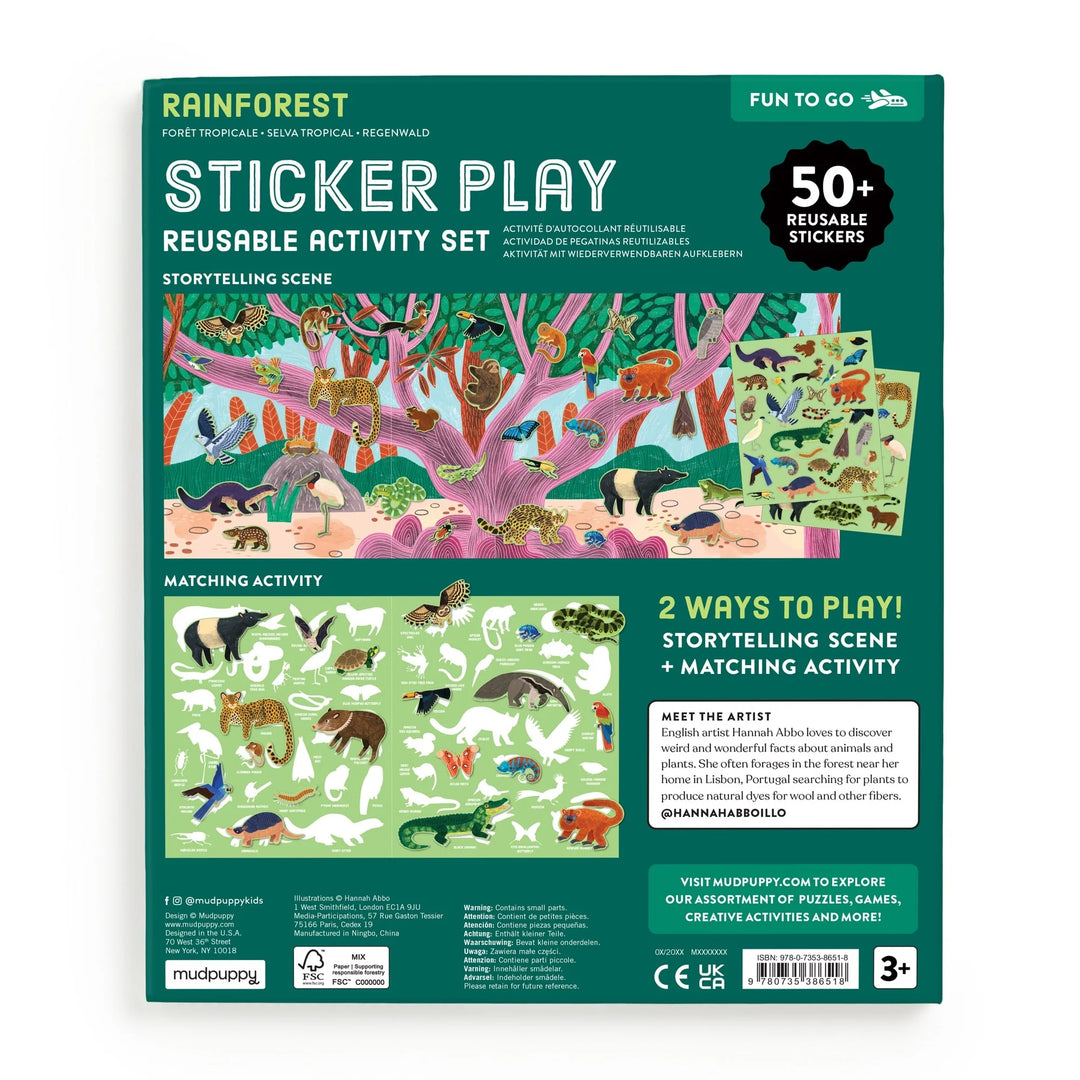Mudpuppy | Herbruikbare Stickeractiviteitenset | Regenwoud | 3+