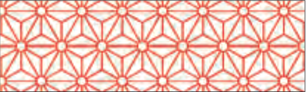 Muster des mt Washi-Tapes Asanoha shuaka: ein geometrisches Sternmuster in Rot