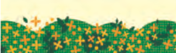 Muster des mt Washi-Tapes Fragrant olive: kleine gelborange Blüten auf grünem Hintergrund