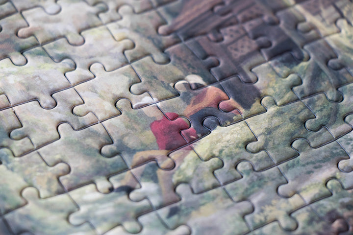 Close-up of completed Japanese Rock puzzle pieces